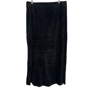Womens Nordstrom Rich Black Soft Sexy Black Long Maxi Suede Leather Skirt 12 EUC